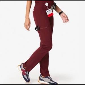 Figs Womens Yola Skinny Scrubs Burgundy-M- EUC